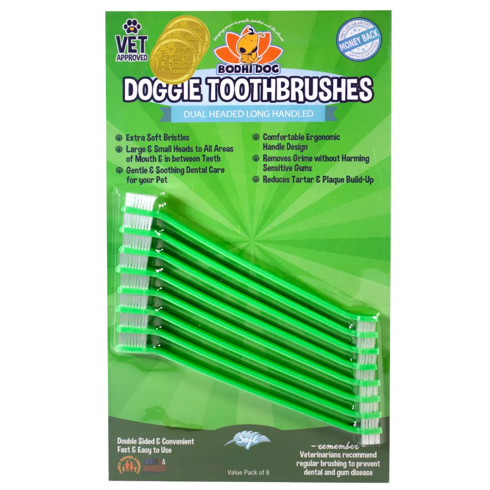 Bodhi Dog Dual-Headed Long Dog & Cat Toothbrush | Puppy Toothbrush with Soft Bristles for Pet Dental Care | Easy Teeth Cleaning Dog Toothbrush