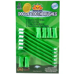 Bodhi Dog Pet Toothbrush Combo Pack | Soft Finger and Dual-Ended Long Toothbrushes | Dog Toothbrush with Soft Bristles for Pet Dental Care | Easy Teeth Cleaning and Gum Health (6 Long & 6 Finger)