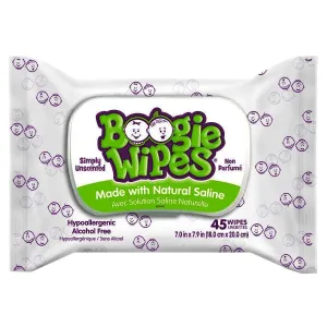 Boogie Wipes Natural Saline 45 ct, Unscented