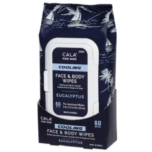 Cala Men's Cooling Face & Body Wipes: Eucalyptus (60 Sheets)