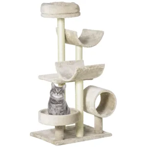 Cat Tree with Tunnels & Plush Covering - Beige