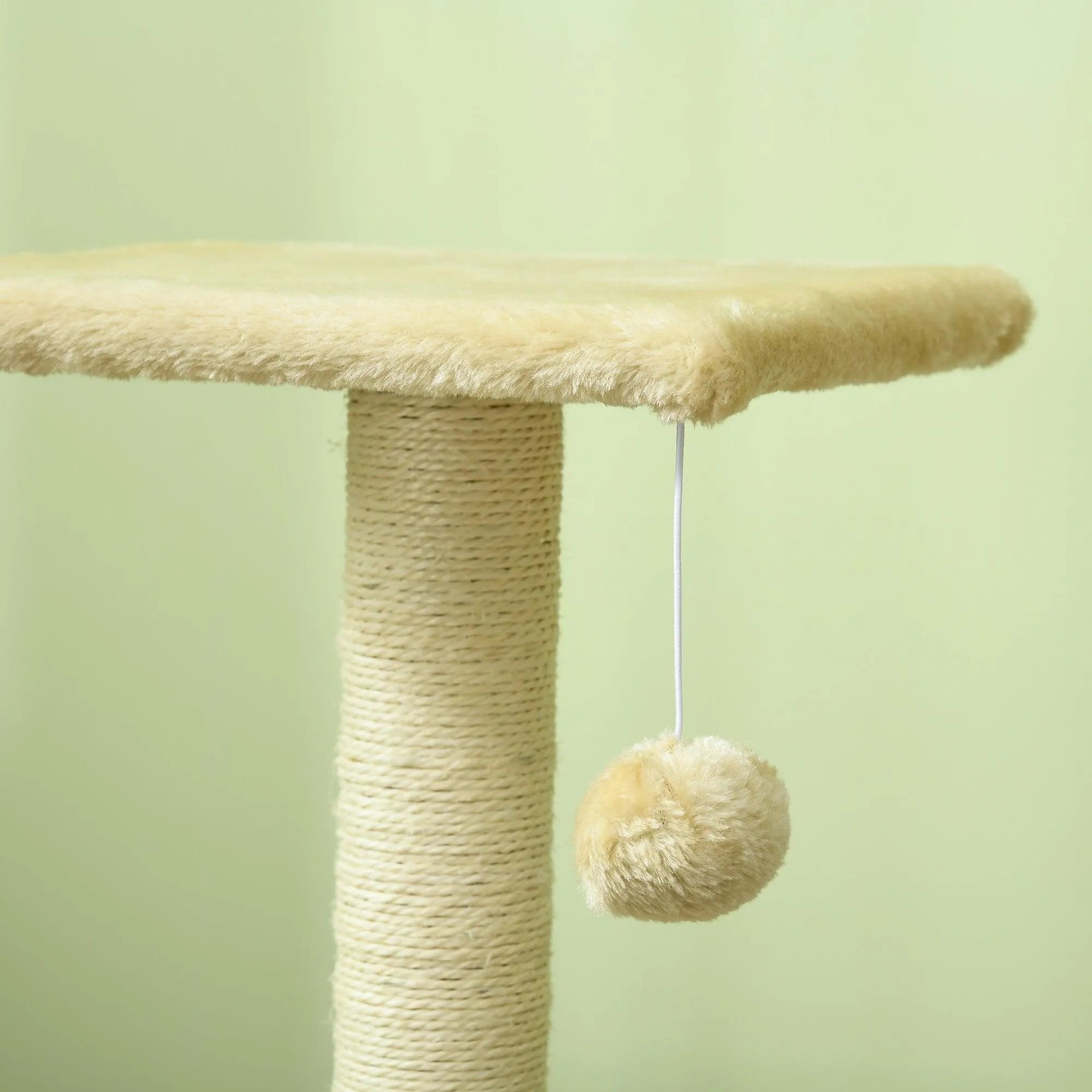 Compact Cat Tree with Scratching Post & Pad, 72cm - Cream White