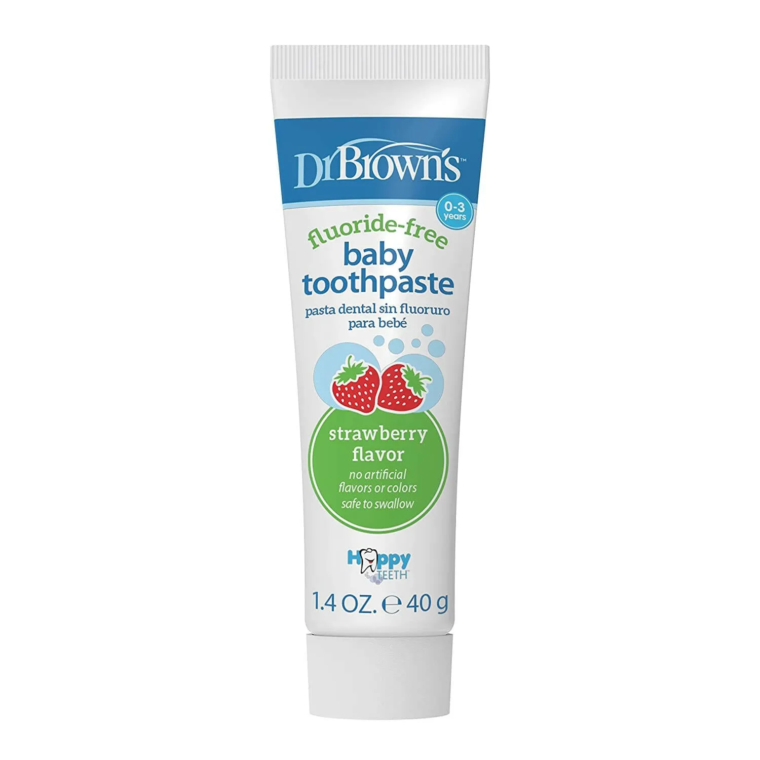 Dr. Brown’s Fluoride-Free Baby Toothpaste, Safe to Swallow, 1-Pack, 1.4oz/40g, 0-3 years