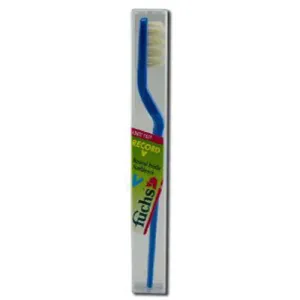 FUCHS BRUSHES - Record V Natural Bristles Adult Soft Toothbrush - 12 Brushes