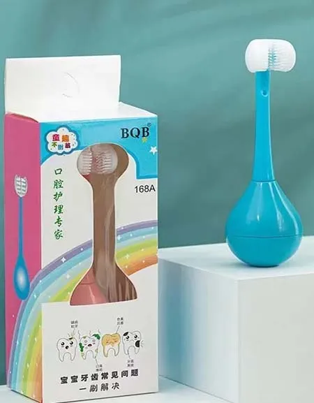 Kid's 3-Sided U-Shaped Silicone Toothbrush - Ages 2-12