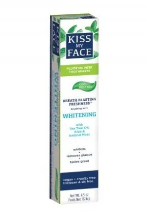 Kiss My Face Whitening Cool Mint Gel Fluoride Free Toothpaste 4.5 oz Paste