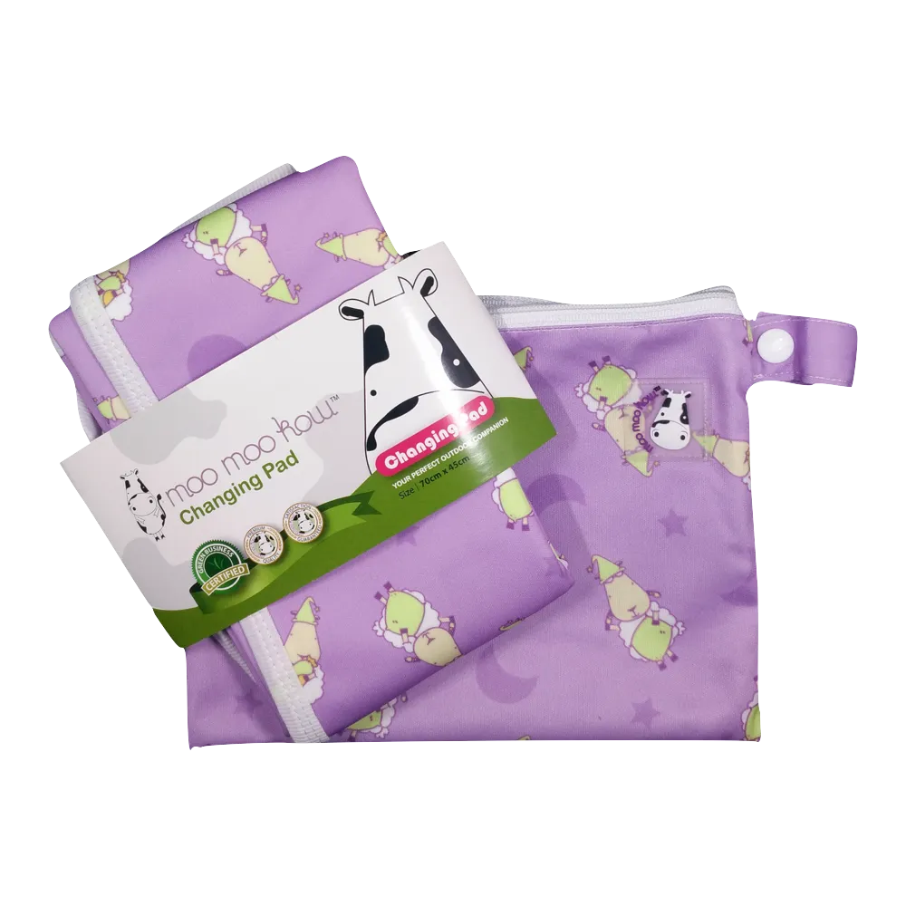 Moo Moo Kow Changing Pad Travel Size - BaaBaaSheepz Purple