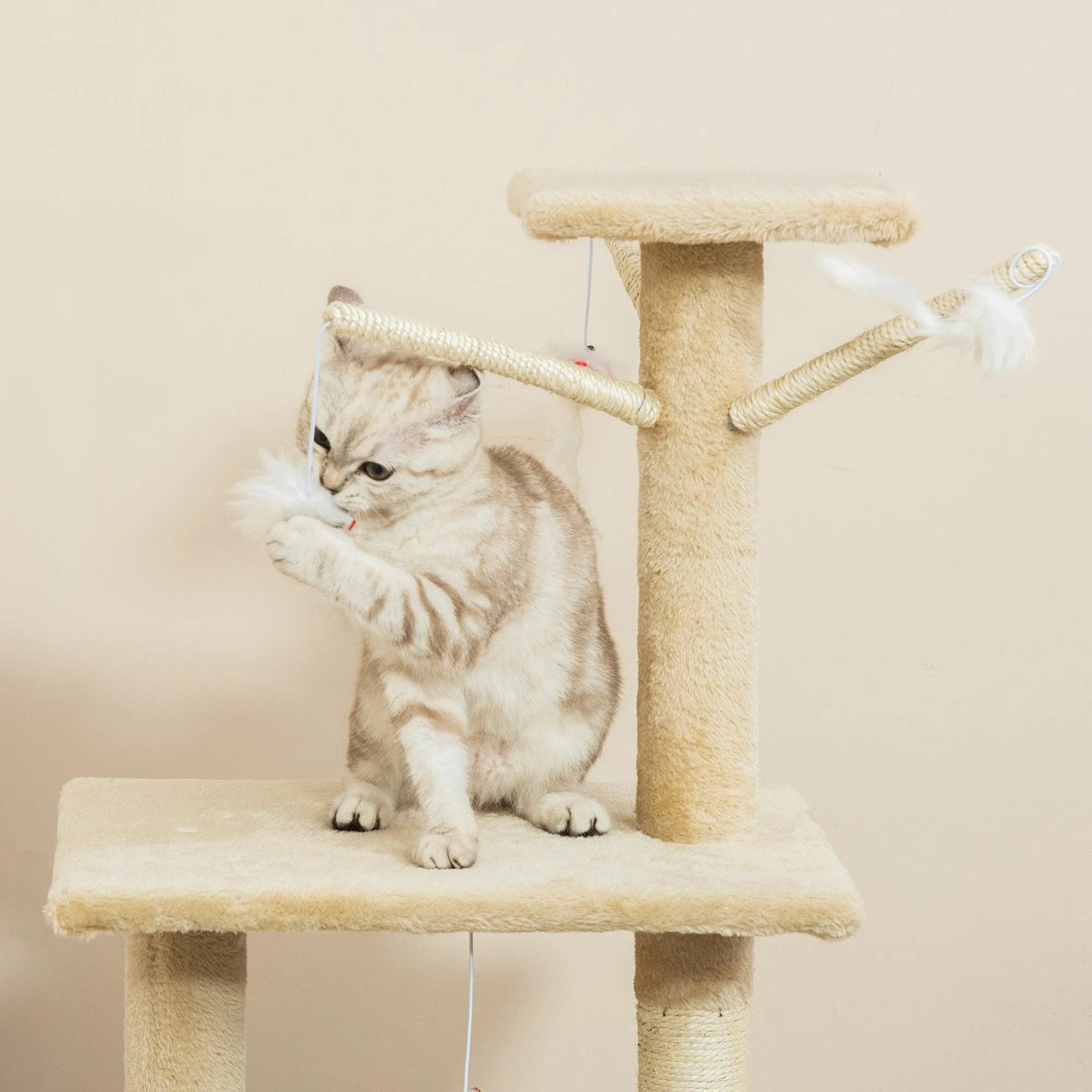 Multi-Level Cat Tree House, 134.2cm - Beige