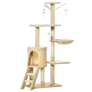 Multi-Level Cat Tree House, 134.2cm - Beige