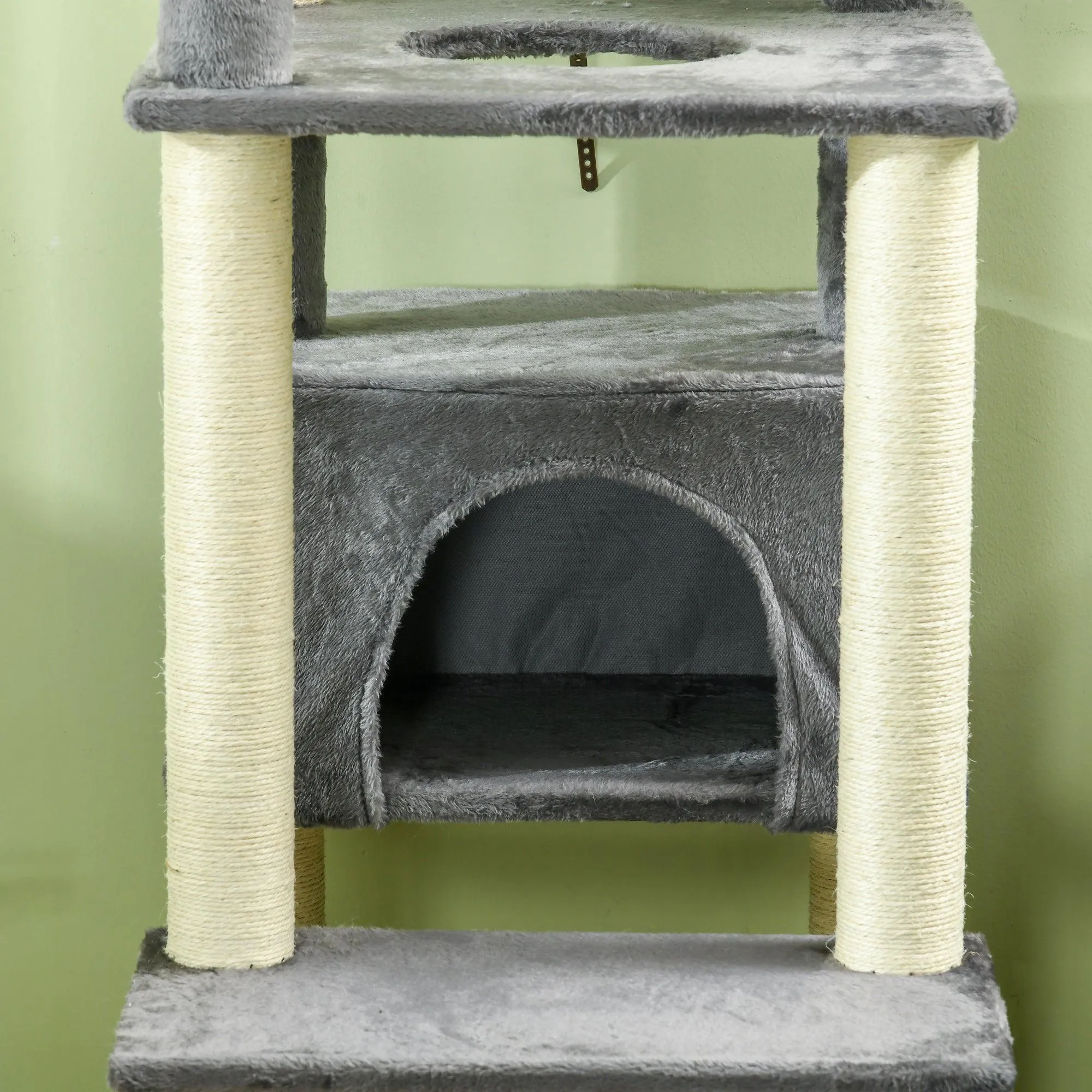 Multi-level Cat Tree w/ Scratching Posts, Bed, Condo, 184cm - Grey