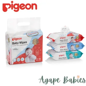 Pigeon Baby Wipes Water Base 4 In 1   Antibac 60S   Hand & Mouth 60S (Bundle Pack)