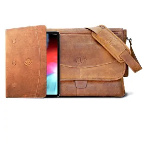 Premium Leather iPad Pro Bundle - Messenger Bag w/ Folio